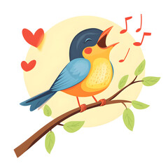 Obraz premium Vibrant Songbird Joyfully Singing on a Tree Branch