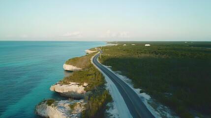 Aerial view of Glass Window Bridge in North Eleuthera, Bahamas, highlighting the stunning landscape