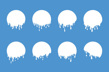 Melted cream, circle drop milk flows, paint white vector flows