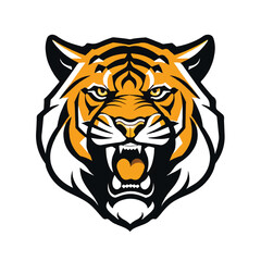 Tiger head Logo. Tiger roaring. Vector illustration.