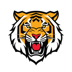 Tiger head Logo. Tiger roaring. Vector illustration.