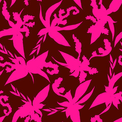 Tropical pattern, floral, leaves. Digital print in Repeat (rapport), Resolution 300 DPI, ideal for fashion, decoration and stationery.