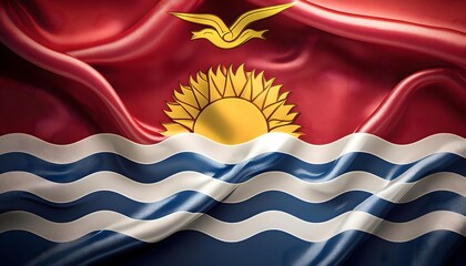 Vibrant Kiribati flag waving with luxurious satin texture - Patriotic and cultural symbol