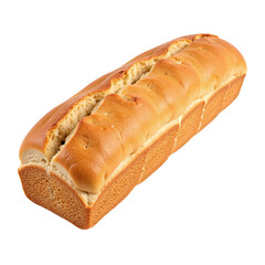 Close-up image of a golden brown loaf of bread against a cutout background.