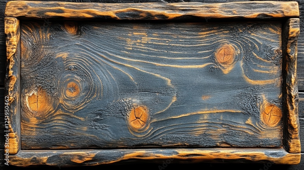 Poster a rustic wooden frame with a textured surface and natural wood patterns.