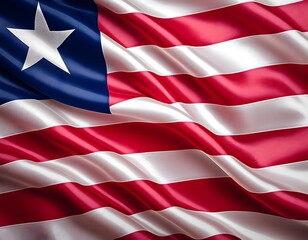 Obraz premium Vibrant Liberia flag waving with luxurious satin texture - Patriotic and cultural symbol