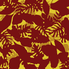 Tropical pattern, floral, leaves. Digital print in Repeat (rapport), Resolution 300 DPI, ideal for fashion, decoration and stationery.