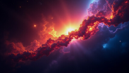 Fototapeta premium Fiery Cosmic Rift Illuminated by Celestial Light
