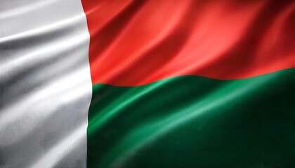 Obraz premium Vibrant Madagascar flag waving with luxurious satin texture - Patriotic and cultural symbol