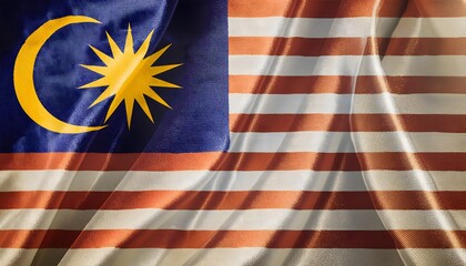 Obraz premium Vibrant Malaysia flag waving with luxurious satin texture - Patriotic and cultural symbol