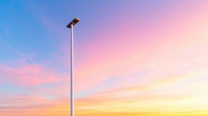 Sunset sky, tall light pole, peaceful evening