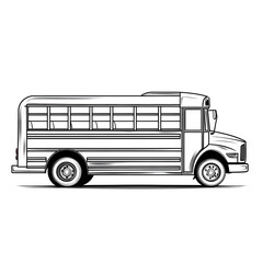 Simple Line Art Illustration of a School Bus for Coloring Books