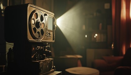 Vintage Projector: A Classic Way To Watch Movies, Videos, And Cinema With Projecting Blank And Film Reels. Classic Entertainment Experience.