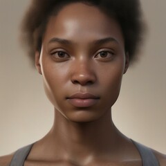 A highly detailed, hyper-realistic close-up portrait of an AI-generated human face. This digital artwork features lifelike skin textures, expressive eyes, and natural lighting.