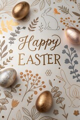 Happy Easter Card with Calligraphic Lettering 