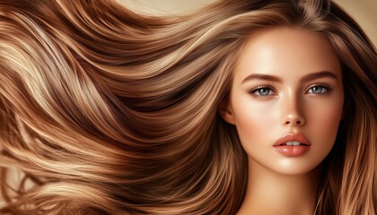 Obraz premium Woman Getting Her Hair Done At The Hair Salon Undergoing A Hair Transformation With Styling, Treatments, And Pampering In A Relaxing Environment.