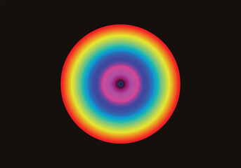 rainbow on black background. Rainbow Concentric Circles