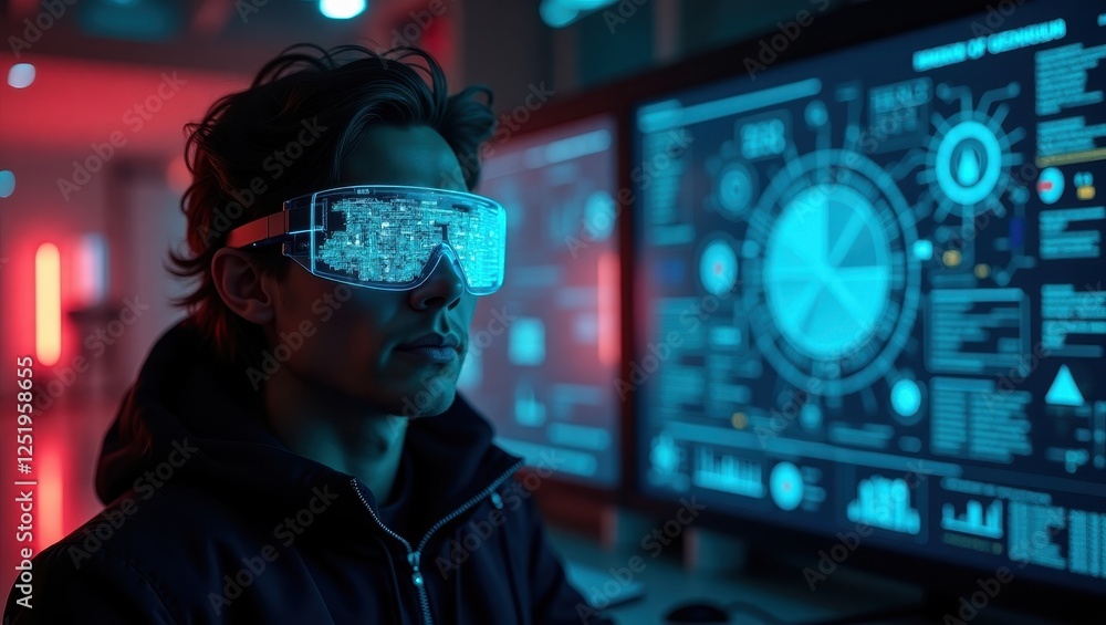 Aufkleber exploring new frontiers in ai cybersecurity with advanced technology during a late-night session