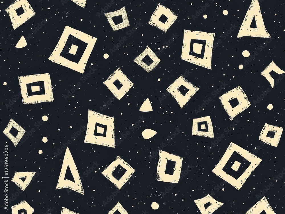 Poster abstract pattern featuring geometric shapes on a dark background.