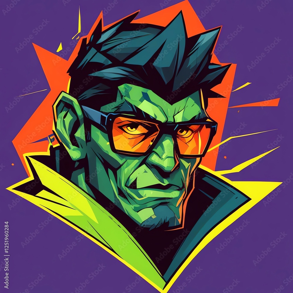 Sticker Vibrant Portrait of a Stylish Green-Skinned Man