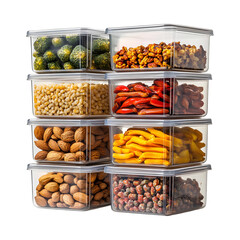 Stackable Airtight Storage Containers for Pantry Organizing Isolated on Transparent Background