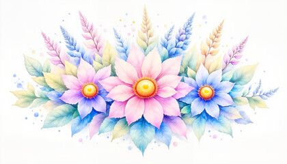 Obraz premium Delicate watercolor bouquet of spring wildflowers, artistic expression