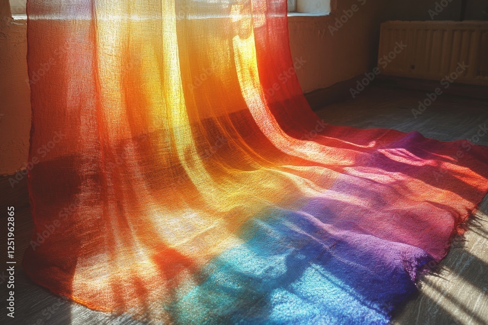 Poster captivating rainbow patterns formed by prism light diffraction on a sunny day, abstract colorful lig