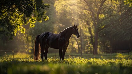 beautiful horse in the garden, close up of a horse