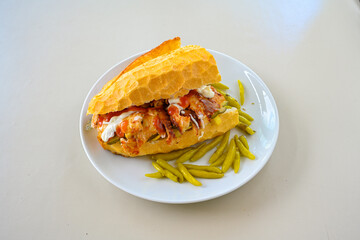 Meat Chicken Doner, between bread (Turkish Name : ekmek arasi et doner, tavuk doner, Gobit ekmek arasi, Turk kebabi)