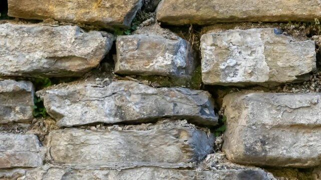 bricked up with limestone stones