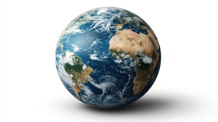 A realistic depiction of Earth showcasing landmasses and oceans.