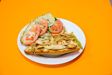 Meat Chicken Doner, between bread (Turkish Name : ekmek arasi et doner, tavuk doner, Gobit ekmek...