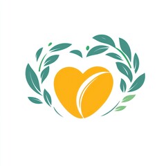 Heart emblem, floral wreath, graphic design, symbol, organic, love, nature, vector art, possible for logo or branding