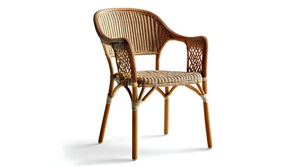 A brown wicker chair with a wooden frame. generated using AI