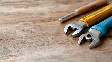 Tools on wooden surface, DIY project