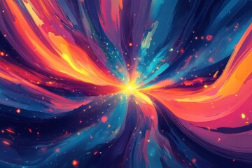 Fototapeta premium Abstract colorful explosion with a bright light at the center