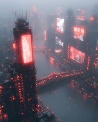 Futuristic city at night, glowing with neon and holograms, exuding high-tech energy. Ideal for ads, tech content, cyberpunk games, or articles on smart cities' future.