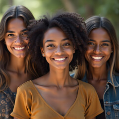 Obraz premium a group of three women standing next to each other