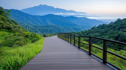 Obraz premium Mountain view walkway scenic sunrise trail hike