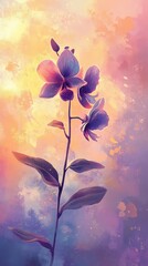 A beautiful artistic rendering of a purple orchid stem
