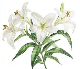 Fototapeta premium Beautiful White Lilies Bouquet