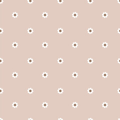 Seamless pattern with white flowers on beige background