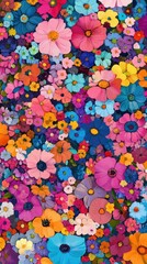 Multicolored collection of flowers creating a vibrant artistic display