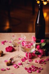Elegant Champagne Glass with Romantic Decor
