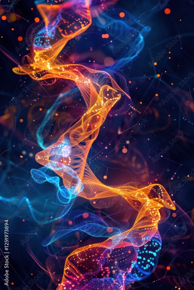 Aufkleber abstract digital art of brainwaves with glowing threads for neural harmony concept and poster design