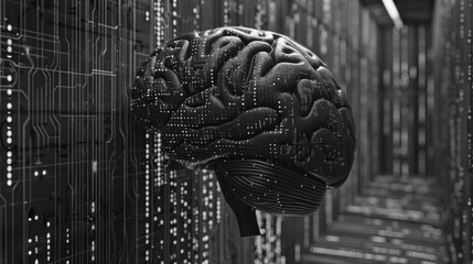 AI-Powered Cognitive Systems: Digital Brain with Data Streams and Binary Code for Tech Design