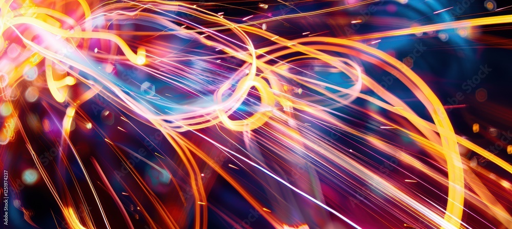 Aufkleber illuminated neural pathways and innovation in dynamic light trails for creative design