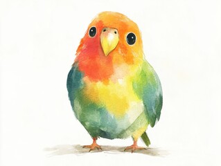 Colorful Watercolor Parakeet Portrait