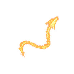 One arrow of fire isolated on white