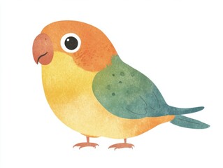 Cute Watercolor Illustration Of A Small Parrot